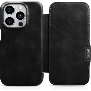 Hurtownia GSM - Etui iCarer Curved Edge Oil Wax Valódi Bőr Tok MagSafe Apple iPhone 15 Pro fekete - ICR489 - {ean13} - Hurt