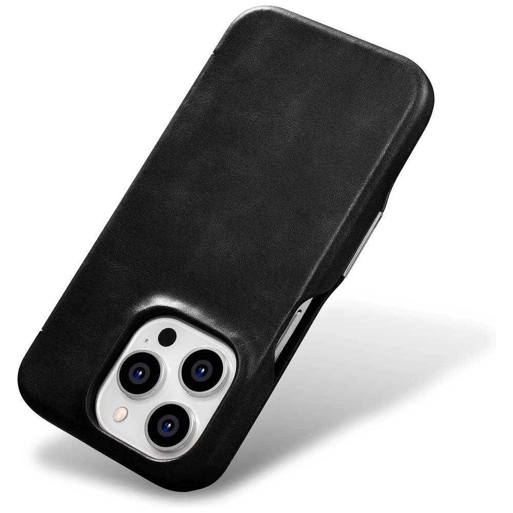 Hurtownia GSM - Case iCarer Curved Edge Oil Wax Echtleder Folio Case MagSafe Apple iPhone 15 Pro schwarz - ICR489 - {ean13} - Hurt
