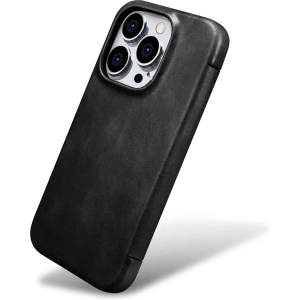 Hurtownia GSM - Etui iCarer Curved Edge Oil Wax Valódi Bőr Tok MagSafe Apple iPhone 15 Pro fekete - ICR489 - {ean13} - Hurt