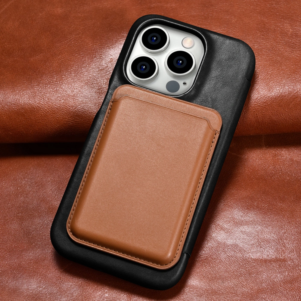 Hurtownia GSM - Case iCarer Curved Edge Oil Wax Echtleder Folio Case MagSafe Apple iPhone 15 Pro schwarz - ICR489 - {ean13} - Hurt