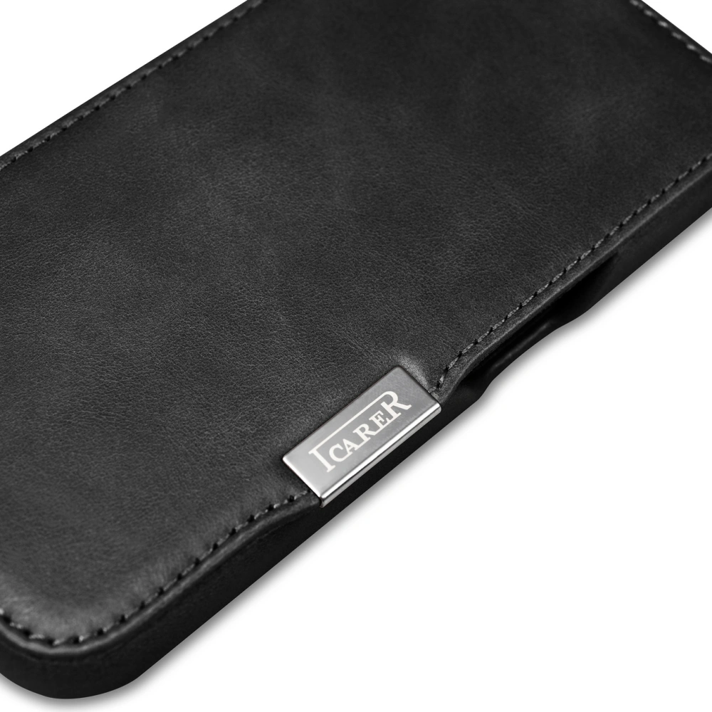 Hurtownia GSM - Case iCarer Curved Edge Oil Wax Echtleder Folio Case MagSafe Apple iPhone 15 Pro schwarz - ICR489 - {ean13} - Hurt