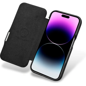 Hurtownia GSM - Etui iCarer Curved Edge Oil Wax Valódi Bőr Tok MagSafe Apple iPhone 15 Pro fekete - ICR489 - {ean13} - Hurt