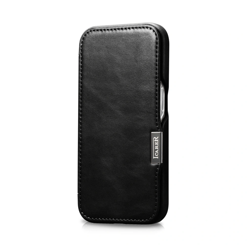 Hurtownia GSM - Etui iCarer Curved Edge Oil Wax Real Leather Folio Case MagSafe Apple iPhone 15 negre - ICR490 - {ean13} - Hurt