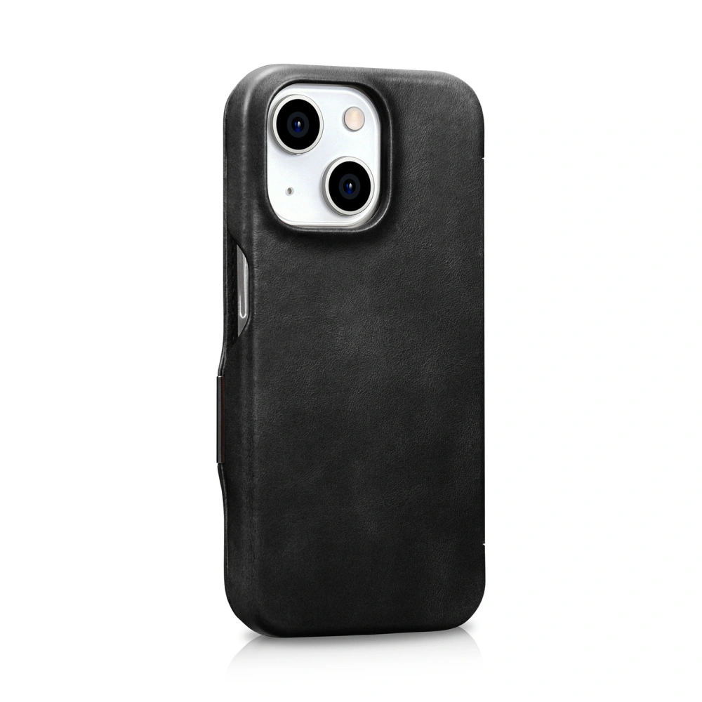 Hurtownia GSM - Etui iCarer Curved Edge Oil Wax Real Leather Folio Case MagSafe Apple iPhone 15 negre - ICR490 - {ean13} - Hurt