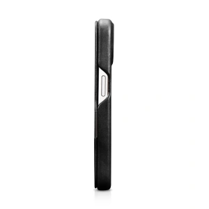 Hurtownia GSM - Etui iCarer ívelt szélű olajviasz valódi bőr könyvtok MagSafe Apple iPhone 15 fekete - ICR490 - {ean13} - Hurt