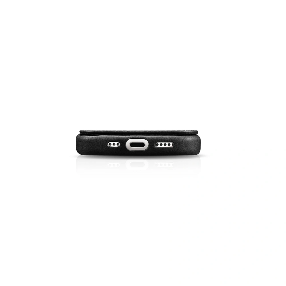 Hurtownia GSM - Etui iCarer ívelt szélű olajviasz valódi bőr könyvtok MagSafe Apple iPhone 15 fekete - ICR490 - {ean13} - Hurt