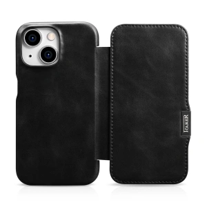 Hurtownia GSM - Etui iCarer Curved Edge Oil Wax Real Leather Folio Case MagSafe Apple iPhone 15 czarne - ICR490 - {ean13} - Hurt