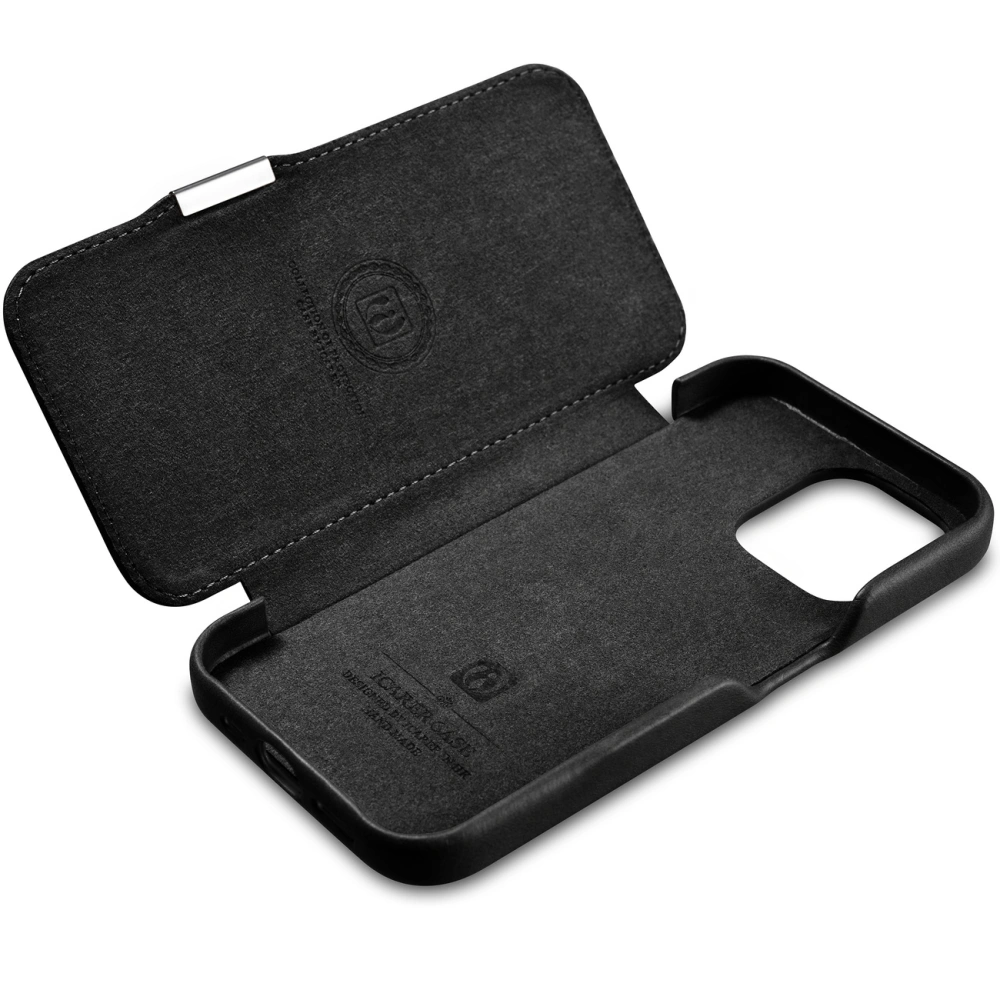 Hurtownia GSM - Etui iCarer Curved Edge Oil Wax Real Leather Folio Case MagSafe Apple iPhone 15 negre - ICR490 - {ean13} - Hurt