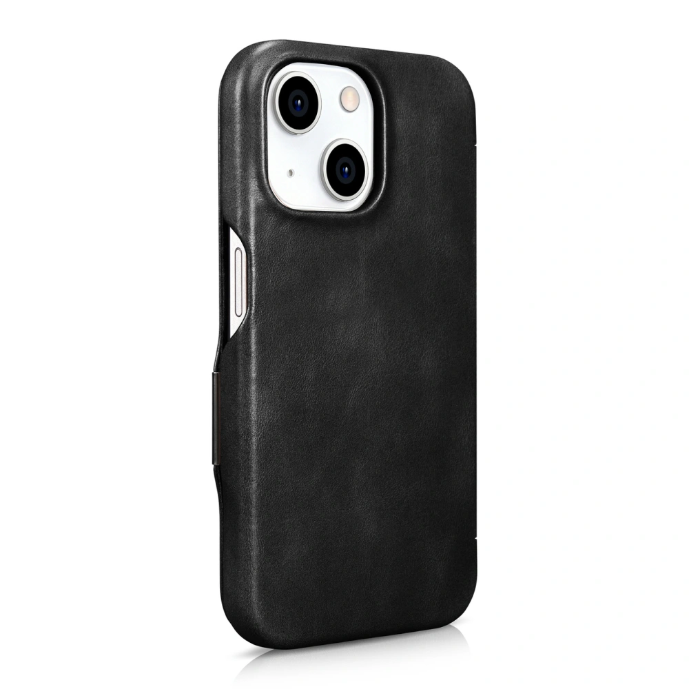 Hurtownia GSM - Etui iCarer Curved Edge Oil Wax Real Leather Folio Case MagSafe Apple iPhone 15 negre - ICR490 - {ean13} - Hurt