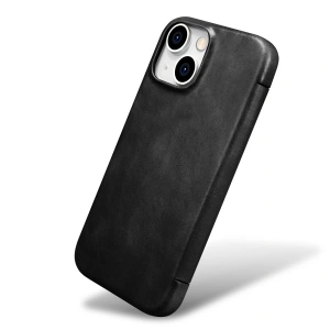 Hurtownia GSM - Etui iCarer Curved Edge Oil Wax Real Leather Folio Case MagSafe Apple iPhone 15 czarne - ICR490 - {ean13} - Hurt