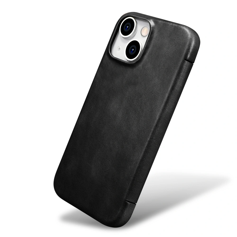 Hurtownia GSM - Etui iCarer Curved Edge Oil Wax Real Leather Folio Case MagSafe Apple iPhone 15 negre - ICR490 - {ean13} - Hurt