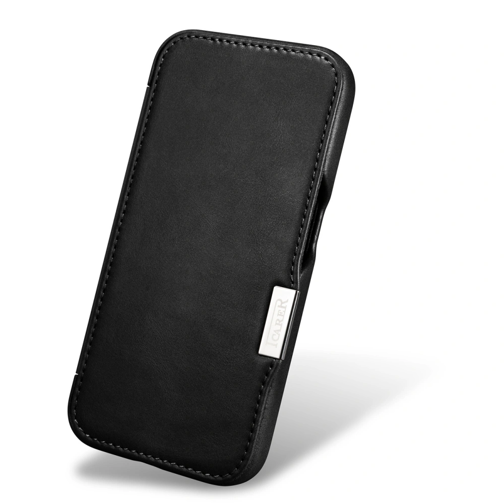 Hurtownia GSM - Etui iCarer Curved Edge Oil Wax Real Leather Folio Case MagSafe Apple iPhone 15 negre - ICR490 - {ean13} - Hurt