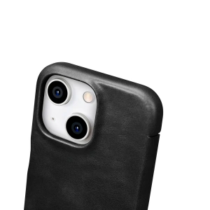 Hurtownia GSM - Etui iCarer ívelt szélű olajviasz valódi bőr könyvtok MagSafe Apple iPhone 15 fekete - ICR490 - {ean13} - Hurt