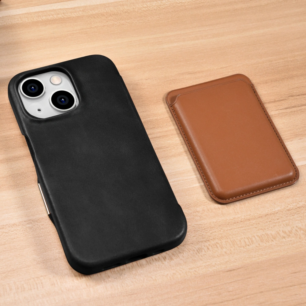 Hurtownia GSM - Etui iCarer Curved Edge Oil Wax Real Leather Folio Case MagSafe Apple iPhone 15 negre - ICR490 - {ean13} - Hurt