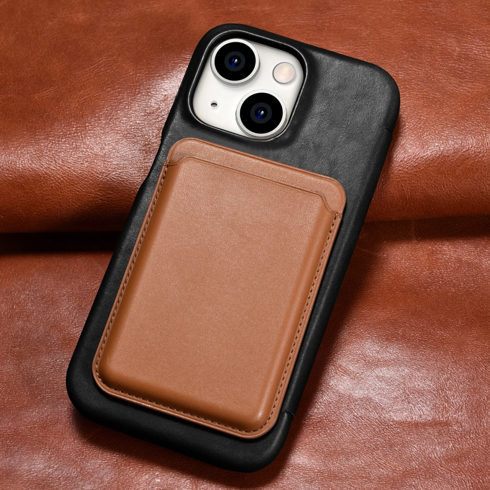 Hurtownia GSM - Etui iCarer Curved Edge Oil Wax Real Leather Folio Case MagSafe Apple iPhone 15 negre - ICR490 - {ean13} - Hurt