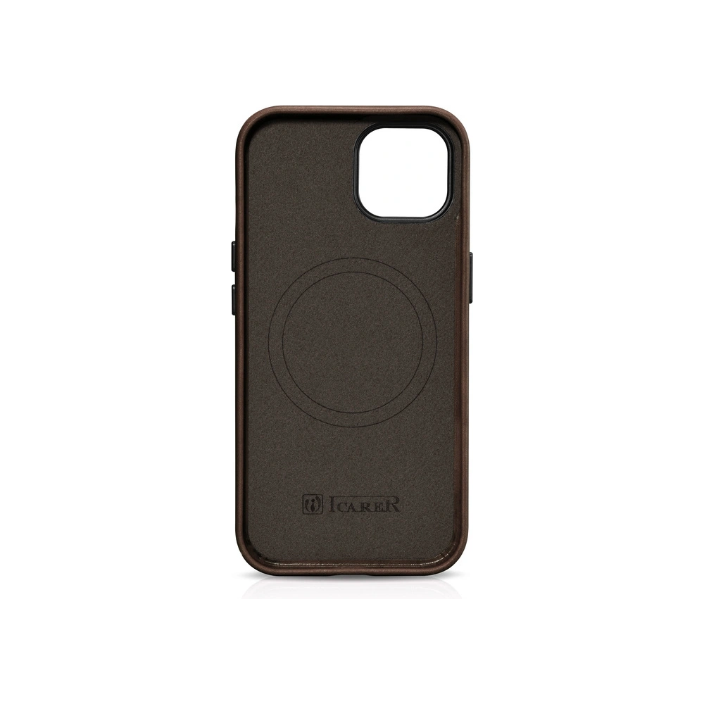 Hurtownia GSM - Etui iCarer Oil Wax Premium Leather MagSafe Apple iPhone 15 Plus / 14 Plus hnědé - ICR495 - {ean13} - Hurt
