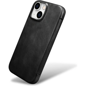 Etui iCarer Oil Wax Premium Leather MagSafe Apple iPhone 15 Plus / 14 Plus negru