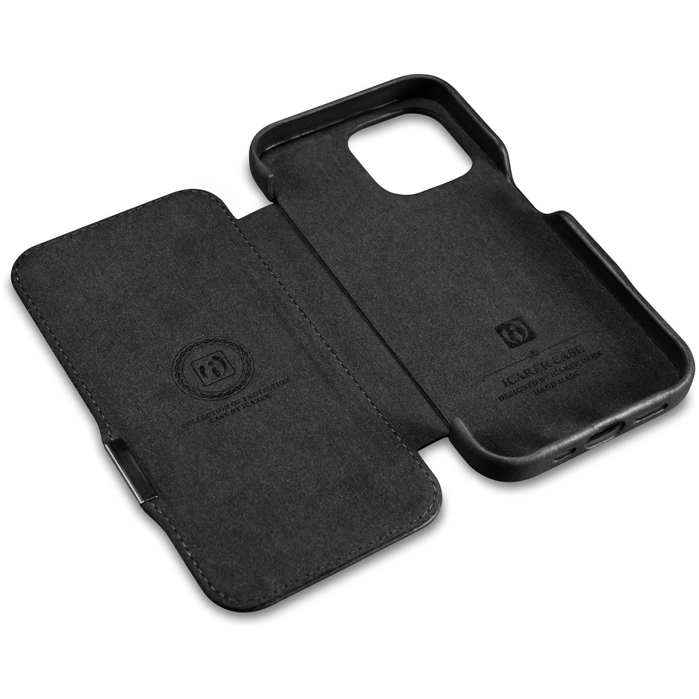 Hurtownia GSM - Etui iCarer Oil Wax Premium Leather MagSafe Apple iPhone 15 Plus / 14 Plus fekete - ICR496 - {ean13} - Hurt