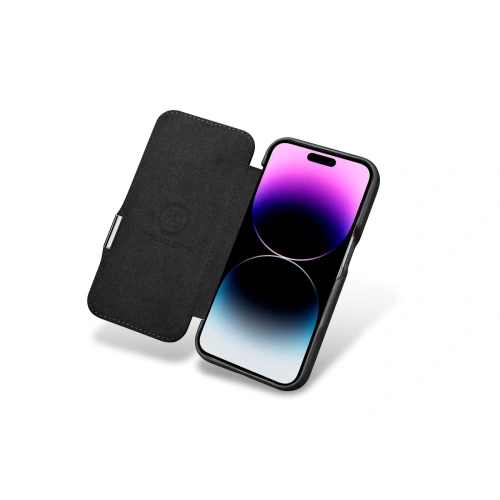 Etui iCarer Oil Wax Premium Leather MagSafe Apple iPhone 15 Plus / 14 Plus czarne