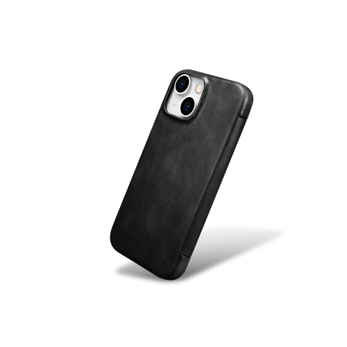 Etui iCarer Oil Wax Premium Leather MagSafe Apple iPhone 15 czarne