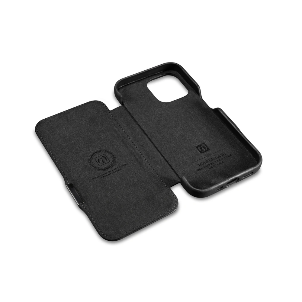 Hurtownia GSM - Etui iCarer Oil Wax Premium Leather MagSafe Apple iPhone 15 czarne - ICR498 - {ean13} - Hurt