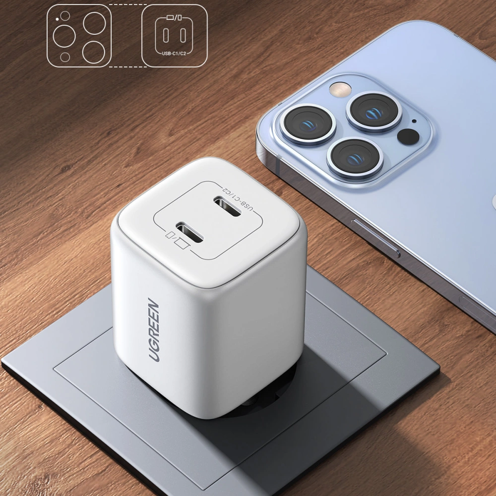 Hurtownia GSM - Síťová nabíječka UGREEN CD294 2xUSB-C, 45W, QC, PD (bílá) - UGR1672 - {ean13} - Hurt
