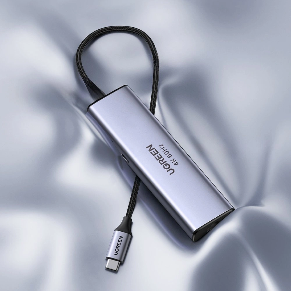 Hurtownia GSM - UGREEN CM511 5 az 1-ben Hub Adapter, USB-C HDMI 1.4-re, 3xUSB-A, USB-C, PD, 100W (szürke) - UGR1678 - {ean13} - Hurt