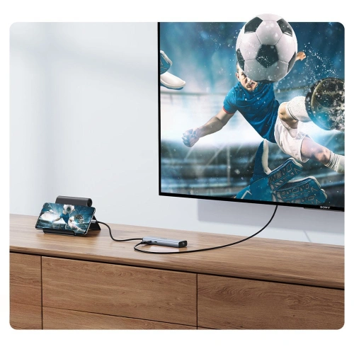 Adapter UGREEN CM511 Hub 5w1, USB-C do HDMI 1.4, 3xUSB-A , USB-C, PD, 100W (szary)