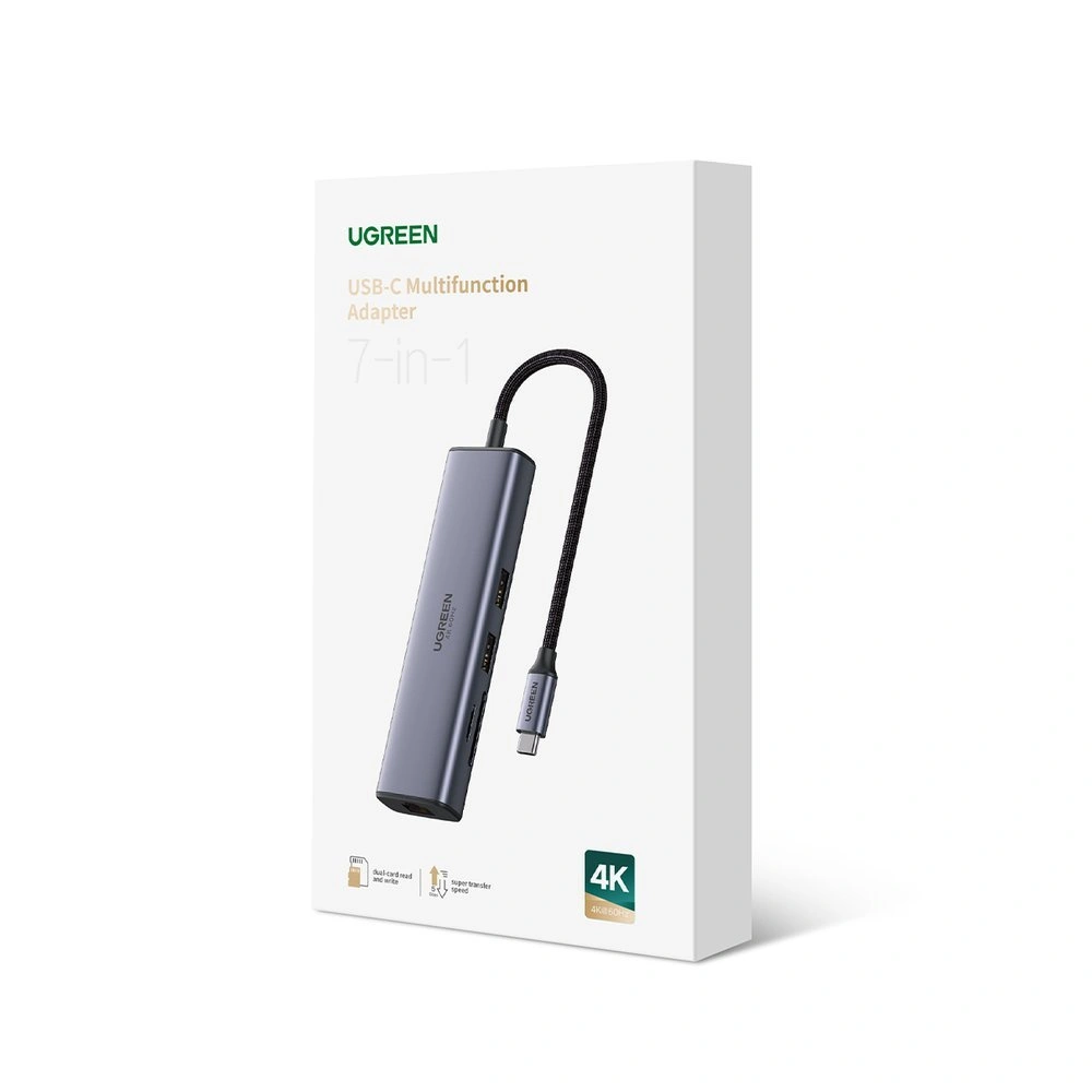 Hurtownia GSM - UGREEN CM511 Hub 5in1 Adapter, USB-C zu HDMI 1.4, 3xUSB-A, USB-C, PD, 100W (grau) - UGR1678 - {ean13} - Hurt