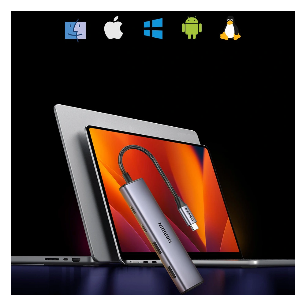 Hurtownia GSM - UGREEN CM473 USB-C elosztó 2xUSB-A, 2xUSB-C, 20 cm (szürke) - UGR1679 - {ean13} - Hurt