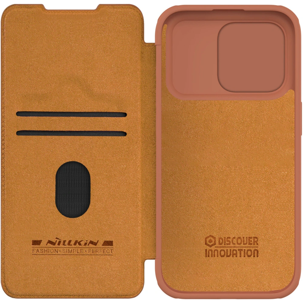 Wholesale Nillkin Qin Leather Pro with camera cover Apple iPhone 15 Pro Max brown - NLK1174 - {ean13} - Hurt