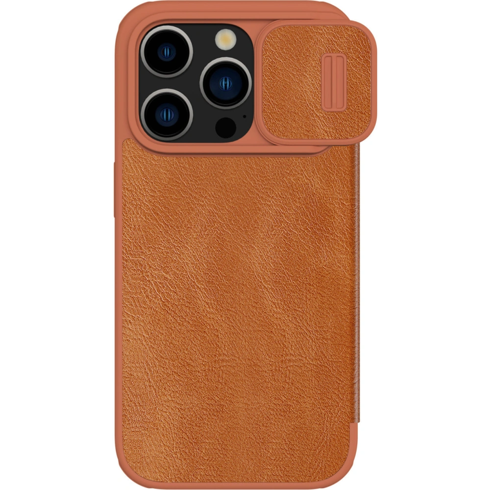 Wholesale Nillkin Qin Leather Pro with camera cover Apple iPhone 15 Pro Max brown - NLK1174 - {ean13} - Hurt