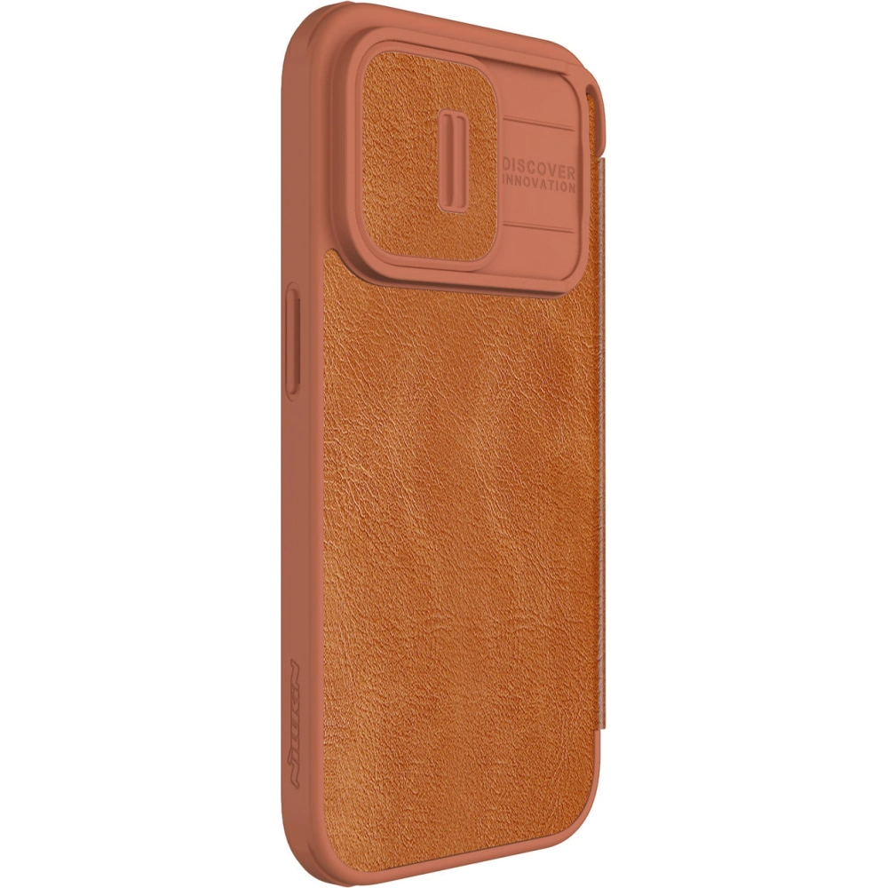 Wholesale Nillkin Qin Leather Pro with camera cover Apple iPhone 15 Pro Max brown - NLK1174 - {ean13} - Hurt