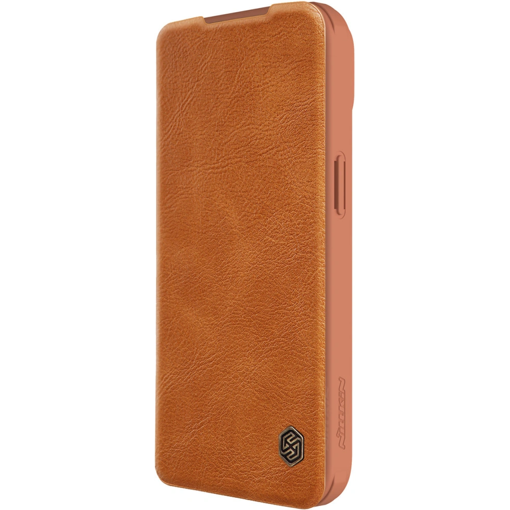 Hurtownia GSM - Etui cu clapetă Nillkin Qin Leather Pro cu protecție pentru camera Apple iPhone 15 Plus / 14 Plus maro - NLK1176 - {ean13} - Hurt
