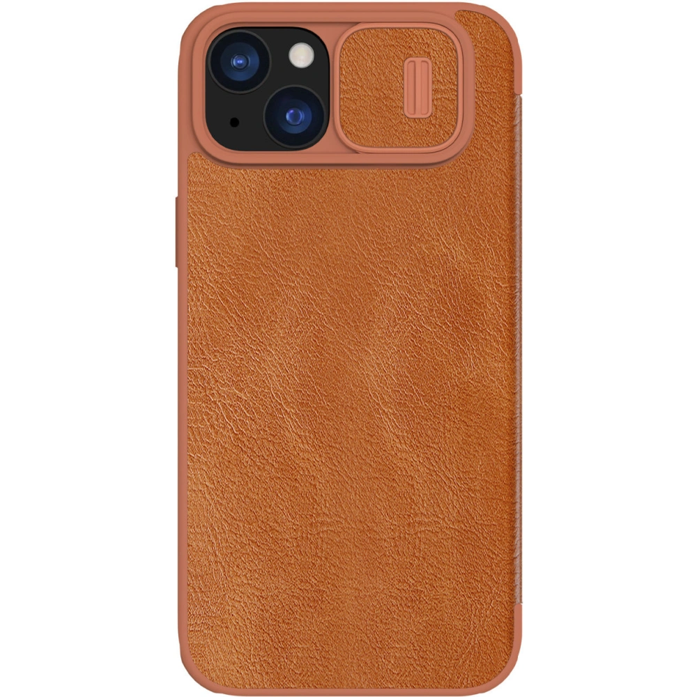 Hurtownia GSM - Etui cu clapetă Nillkin Qin Leather Pro cu protecție pentru camera Apple iPhone 15 Plus / 14 Plus maro - NLK1176 - {ean13} - Hurt