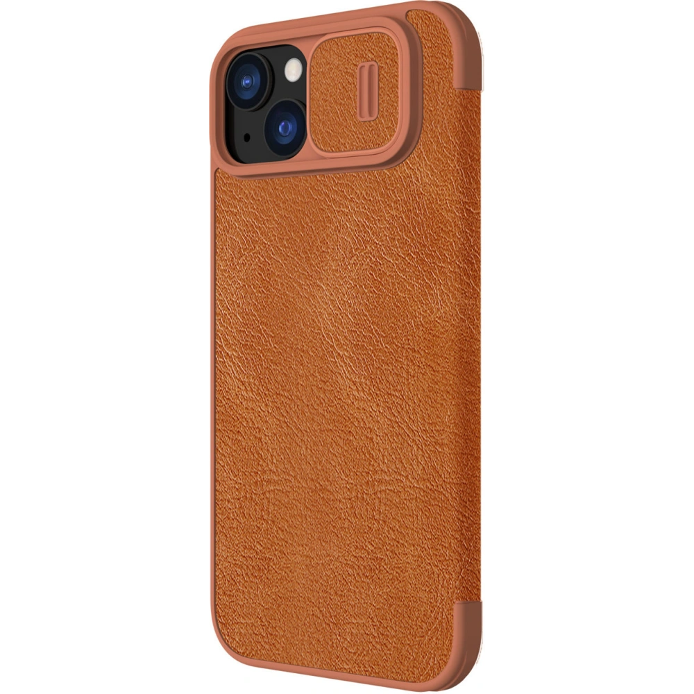 Hurtownia GSM - Etui cu clapetă Nillkin Qin Leather Pro cu protecție pentru camera Apple iPhone 15 Plus / 14 Plus maro - NLK1176 - {ean13} - Hurt