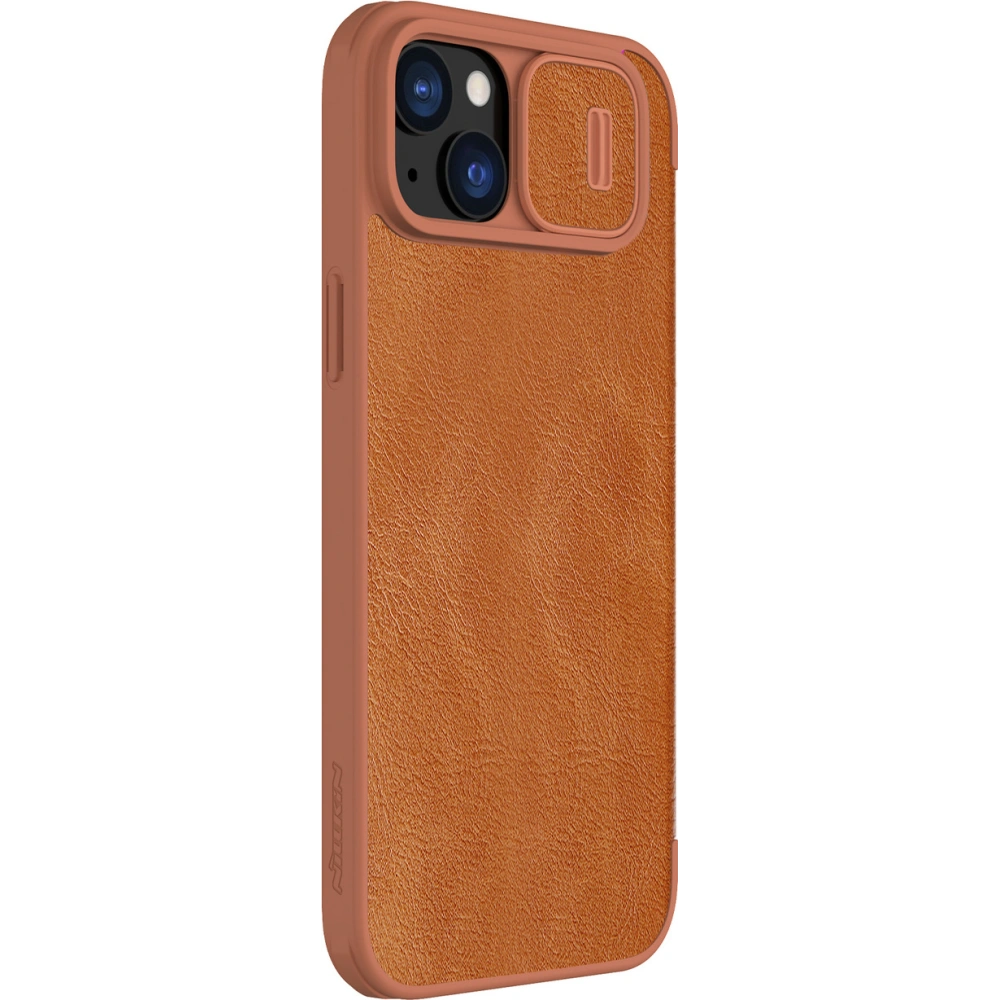 Hurtownia GSM - Etui cu clapetă Nillkin Qin Leather Pro cu protecție pentru camera Apple iPhone 15 Plus / 14 Plus maro - NLK1176 - {ean13} - Hurt
