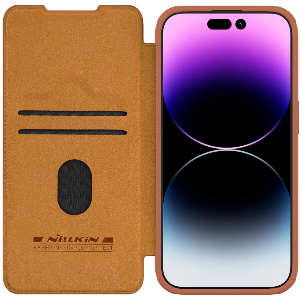 Hurtownia GSM - Etui z klapką Nillkin Qin Leather Pro z osłoną aparatu Apple iPhone 15 Pro hnědé - NLK1178 - {ean13} - Hurt