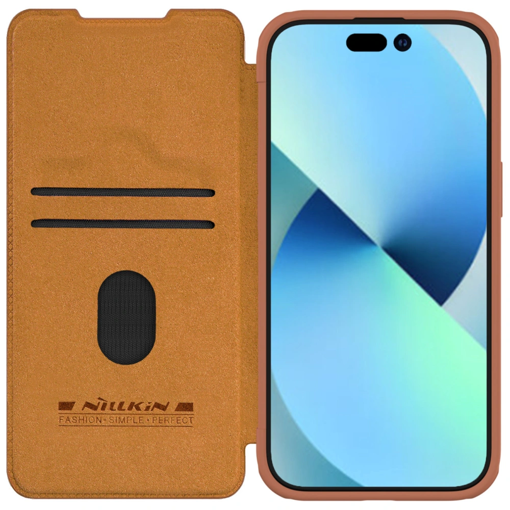Hurtownia GSM - Case mit Klappe Nillkin Qin Leather Pro mit Kameraschutz Apple iPhone 15 braun - NLK1180 - {ean13} - Hurt