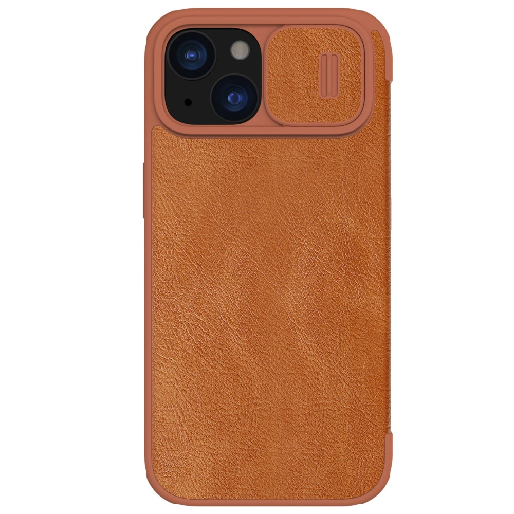 Hurtownia GSM - Etui cu clapetă Nillkin Qin Leather Pro cu protecție pentru camera Apple iPhone 15 maro - NLK1180 - {ean13} - Hurt