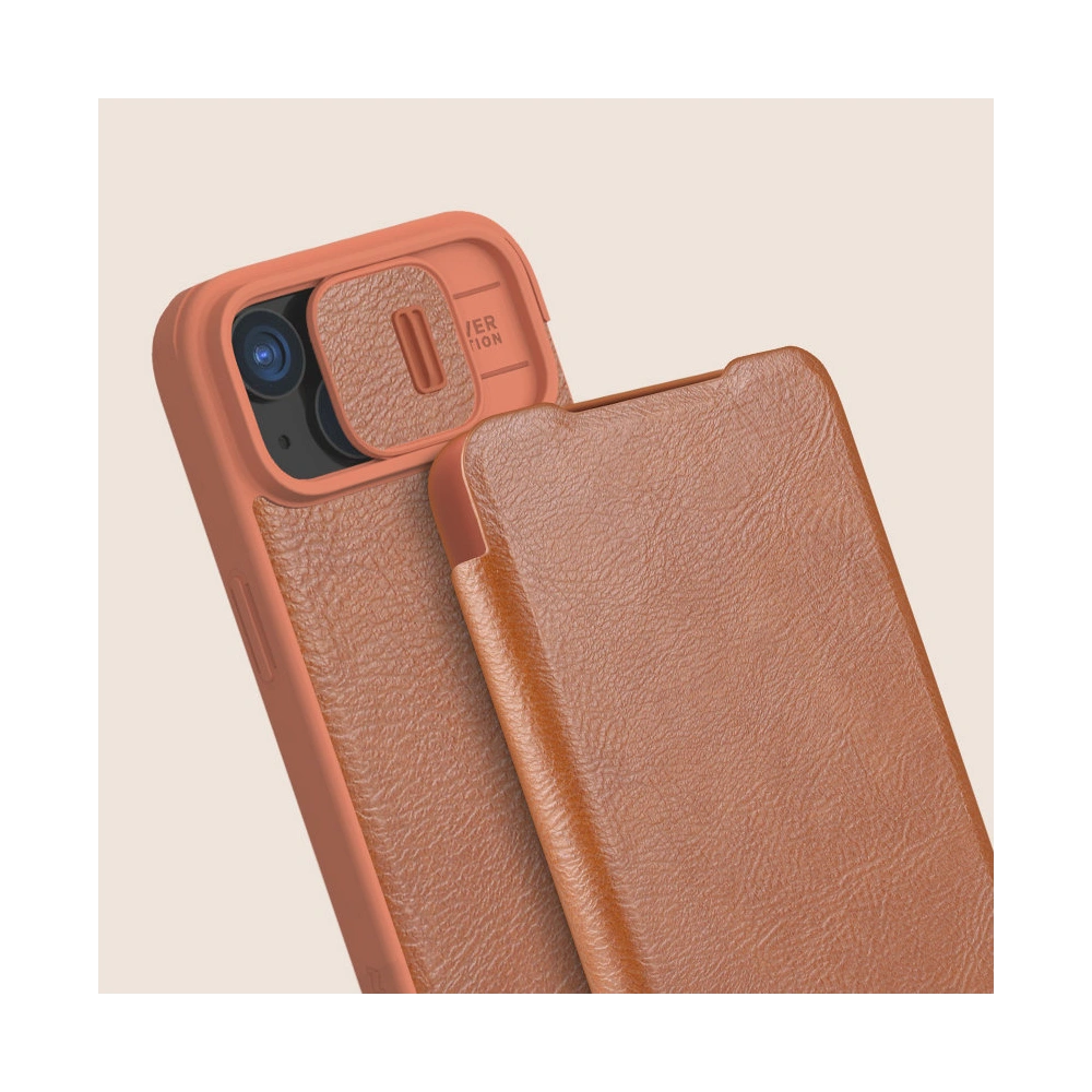 Hurtownia GSM - Case mit Klappe Nillkin Qin Leather Pro mit Kameraschutz Apple iPhone 15 braun - NLK1180 - {ean13} - Hurt