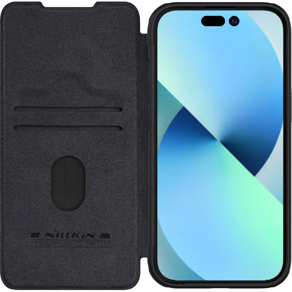 Hurtownia GSM - Case mit Klappe Nillkin Qin Leather Pro mit Kameraschutz Apple iPhone 15 schwarz - NLK1181 - {ean13} - Hurt