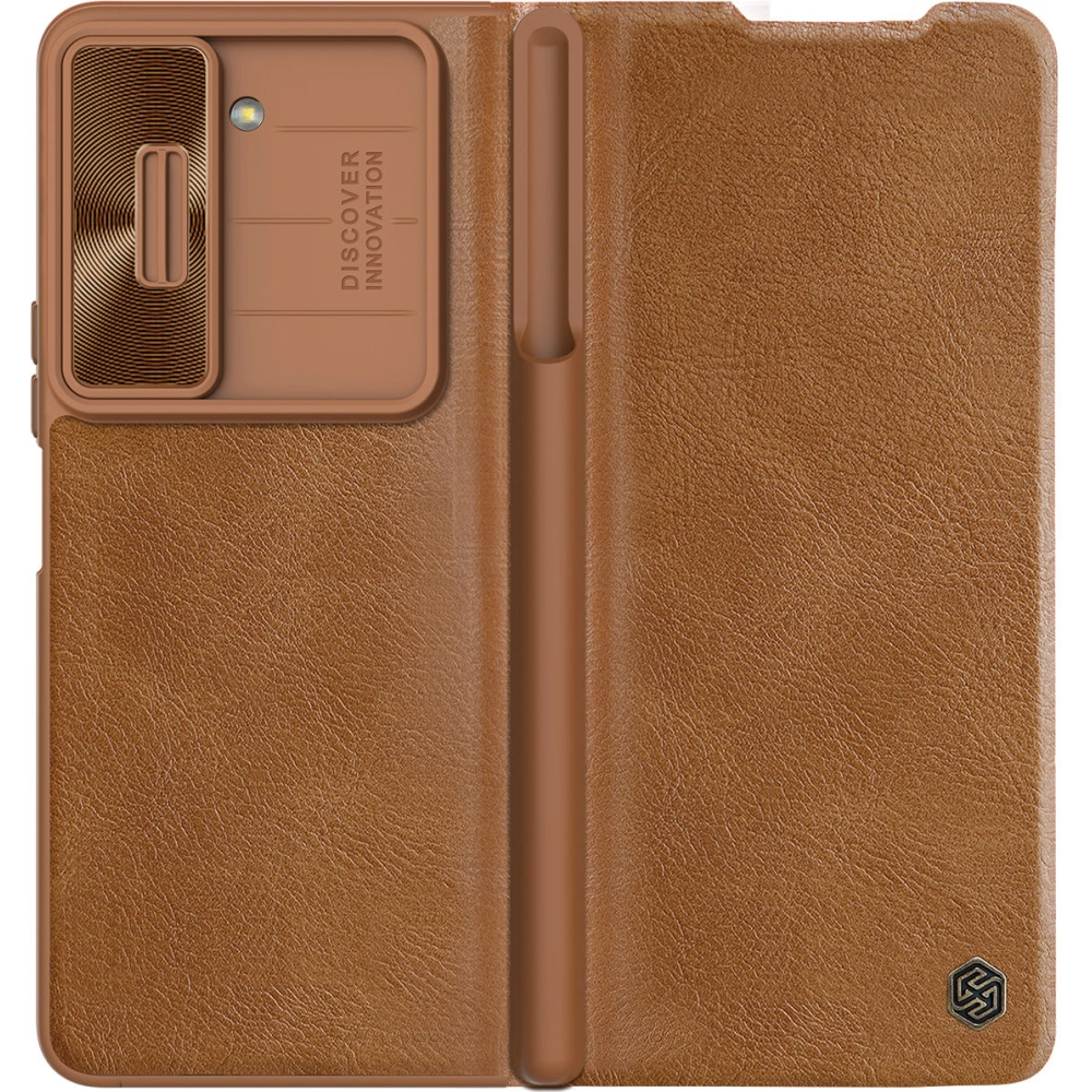 Hurtownia GSM - Etui z klapką Nillkin Qin Leather Pro z osłoną aparatu Samsung Galaxy Z Fold 5 brązowe - NLK1182 - {ean13} - Hurt
