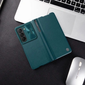 Wholesale Nillkin Qin Leather Pro with camera cover Samsung Galaxy Z Fold 5 brown - NLK1182 - {ean13} - Hurt