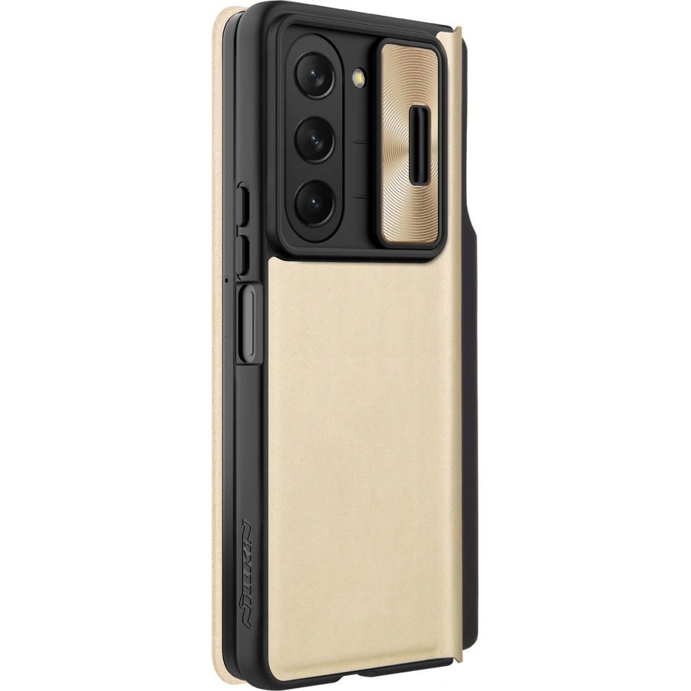 Hurtownia GSM - Etui cu capac Nillkin Qin Leather Pro cu protecție pentru cameră Samsung Galaxy Z Fold 5 aurie - NLK1183 - {ean13} - Hurt