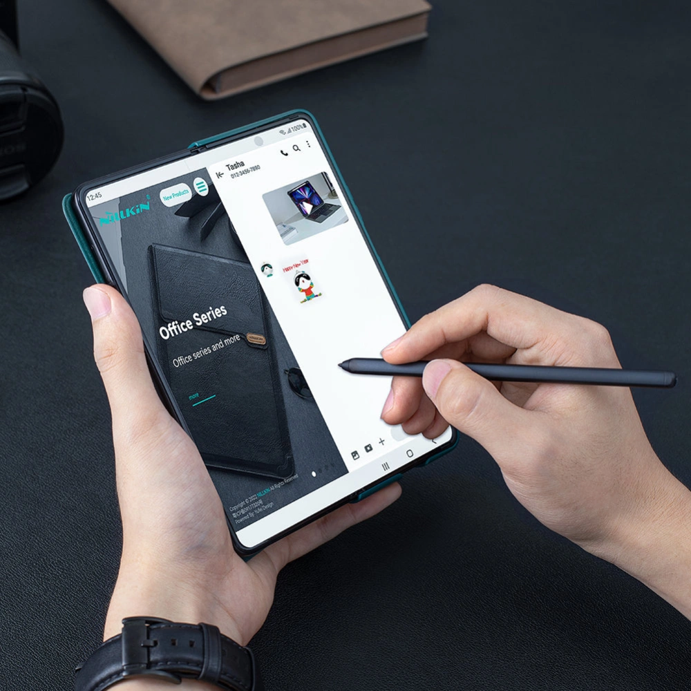 Hurtownia GSM - Etui cu capac Nillkin Qin Leather Pro cu protecție pentru cameră Samsung Galaxy Z Fold 5 aurie - NLK1183 - {ean13} - Hurt