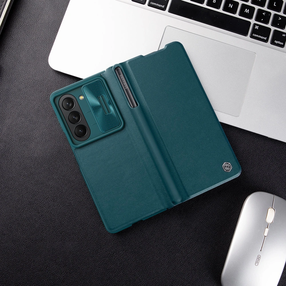Hurtownia GSM - Etui cu capac Nillkin Qin Leather Pro cu protecție pentru cameră Samsung Galaxy Z Fold 5 aurie - NLK1183 - {ean13} - Hurt