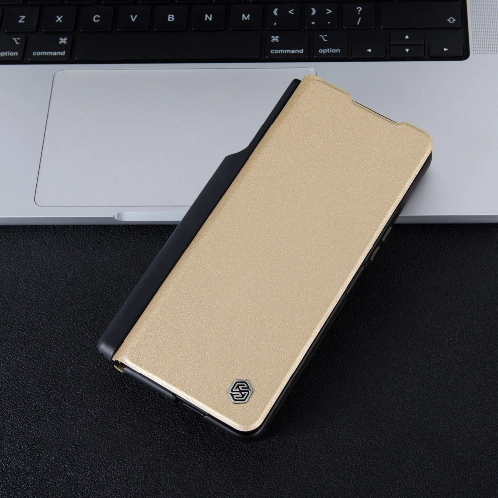 Hurtownia GSM - Etui cu capac Nillkin Qin Leather Pro cu protecție pentru cameră Samsung Galaxy Z Fold 5 aurie - NLK1183 - {ean13} - Hurt