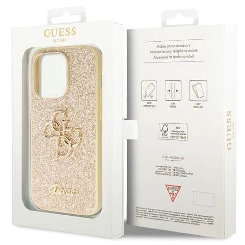 Etui Guess GUHCP14LHG4SGD Apple iPhone 14 Pro hardcase Glitter Script Big 4G złoty/gold