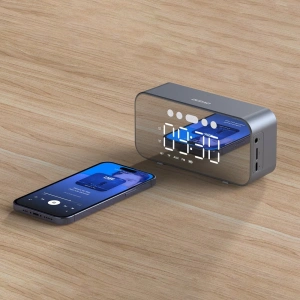 Hurtownia GSM - Vezeték nélküli hangszóró Dudao Y17 óra, ébresztő, 1200mAh, AUX, FM, BT 5.3 ezüst - DDA277 - {ean13} - Hurt